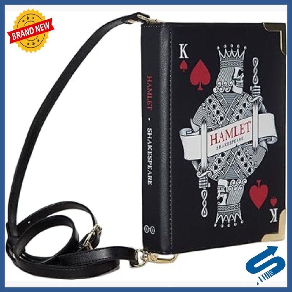 Large Vegan Leather Crossbody Bag with Adjustable Strap, Shakespeare Inspired